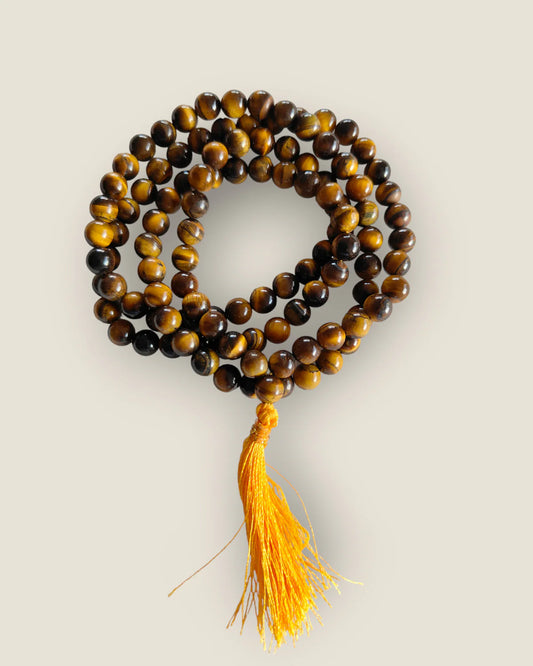 Tiger's Eye Mala 108 Beads 6 mm- Stone of Confidence
