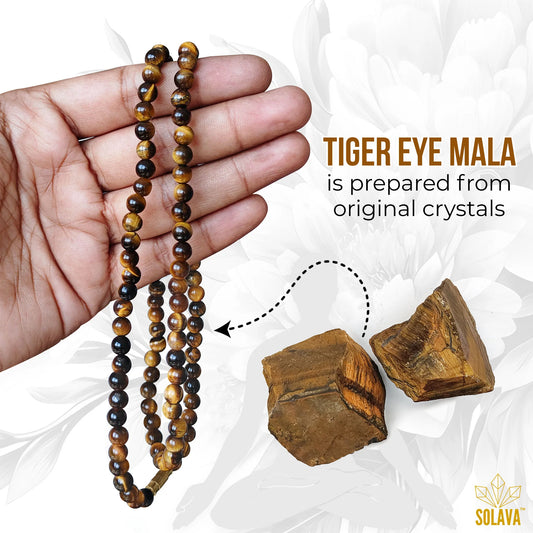 Tiger's Eye Mala 108 Beads 6 mm- Stone of Confidence
