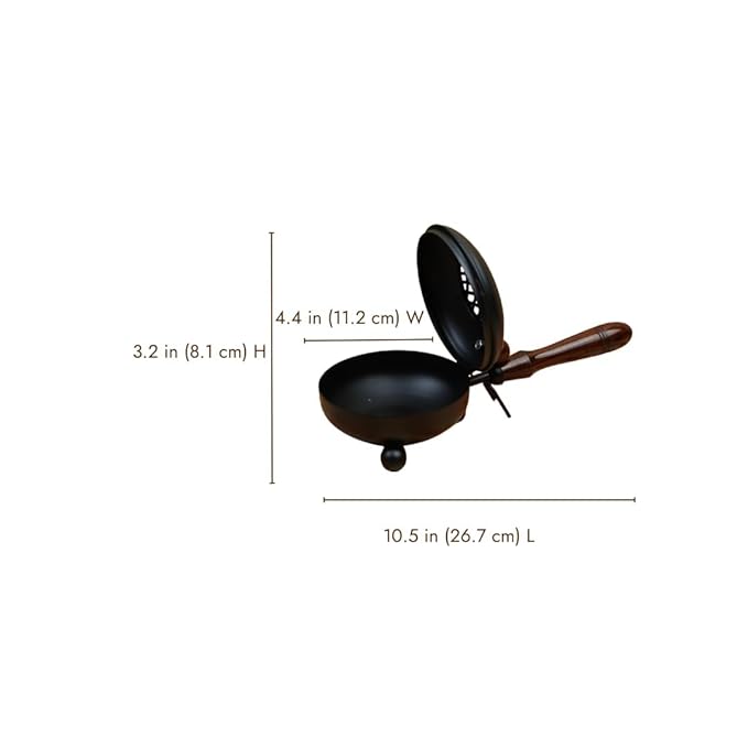Dhoop Dani with Handle | Incense and Loban Burner Dhuni Stand for Home, Office and Temple Pooja | Metal Dhoop Dani Black, Round, 4.4 Inch |11.4 cm