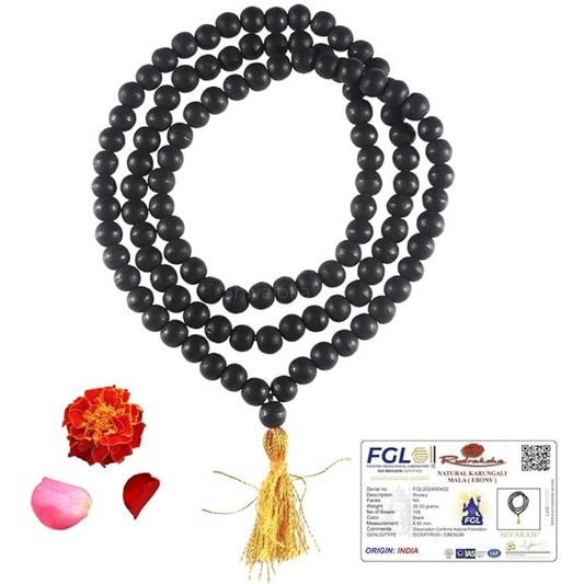 Karungali Malai Original | Karungali Malai 8 mm - Natural Black Ebony | for Men and Women | 108 Beads