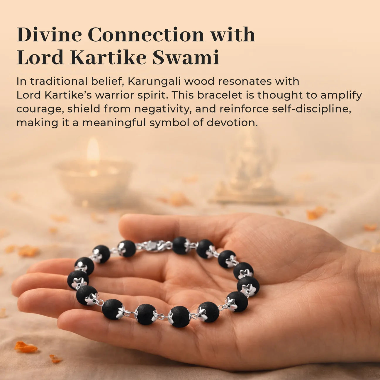 Silver karungali black beads bracelet for unisex jewelry