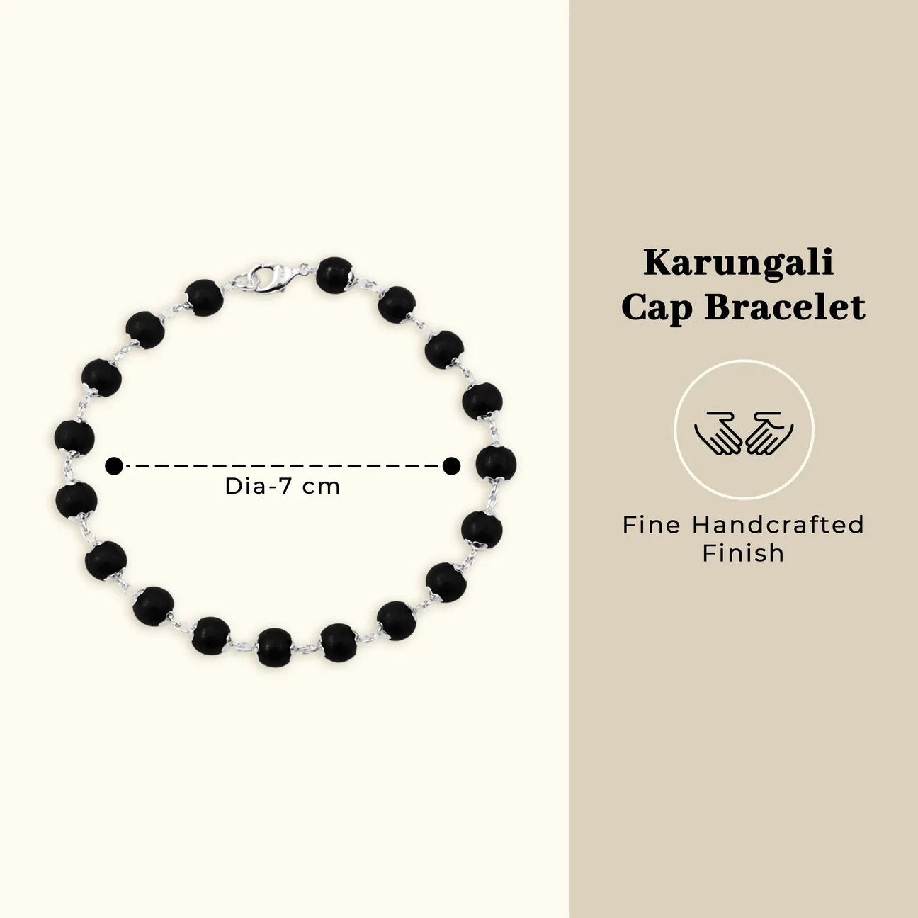 Silver karungali black beads bracelet for unisex jewelry