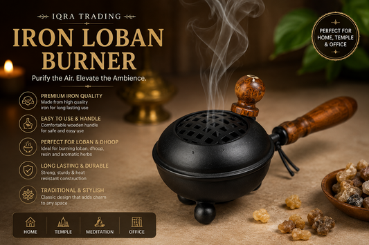 Dhoop Dani with Handle | Incense and Loban Burner Dhuni Stand for Home, Office and Temple Pooja | Metal Dhoop Dani Black, Round, 4.4 Inch |11.4 cm